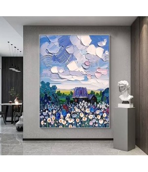 Handmade Abstract Landscape Oil Painting On Canvas Flower Wall Art Living Room Home Decoration