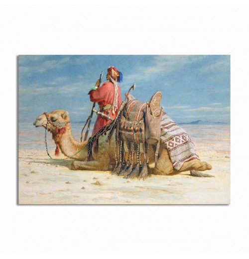 Artwork Decoration Canvas Wall Poster Oil Painting a Nomad and His Camel Resting in the Desert by Carl Haag for Office Decor