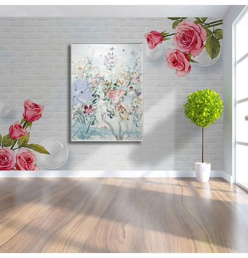 Wholesale 100% Hand Painted Living Room Home Decor Gift Abstract Flower Colorful modern decoration flower oil painting 110X150CM