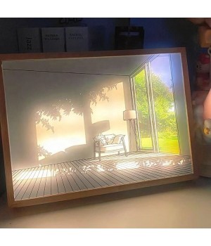 Light Art Painting Elegant Glow LED Illuminated Painting Light Photo Frame Wall Bedroom Living Room Home Decor, LED Glowing