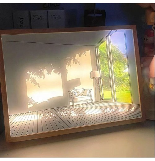 Light Art Painting Elegant Glow LED Illuminated Painting Light Photo Frame Wall Bedroom Living Room Home Decor, LED Glowing