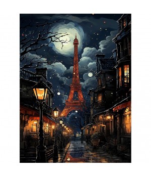 Wholesale diamond art kits full drill night eiffel tower square diamond art painting kits for wall decor gifts