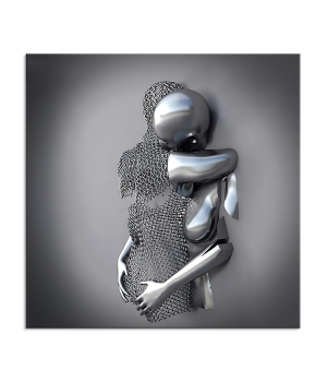 Modern 3D hug couples portrait painting human abstract printing wall art decor painting for home