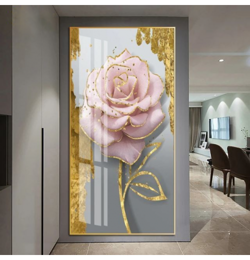 120x60cm no light Framed Home Artwork Decoration Wall Art Oil Customised Picture Printed Decorative Painting Rose Scenery