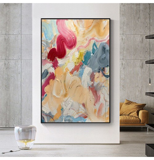 High Quality Handmade Oil Painting Colorful thick texture Canvas Painting Abstract Artwork For Living Room Home Decor