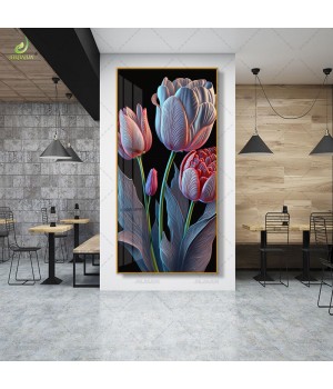 Luxury Decoration HD Printed Canvas Painting Rose Crystal Porcelain Painting Home Decoration and LED Mural Painting