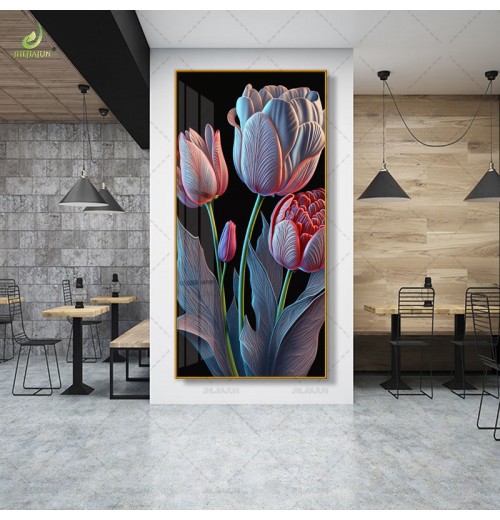 Luxury Decoration HD Printed Canvas Painting Rose Crystal Porcelain Painting Home Decoration and LED Mural Painting