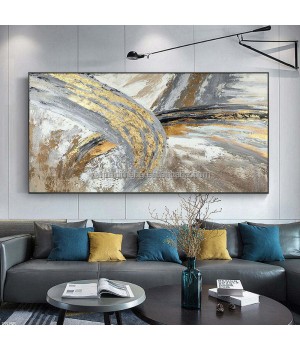 Home Decoration Large Size Contemporary 100% Hand-painted Picture Golden Foil handmade abstract gold oil painting wall arts