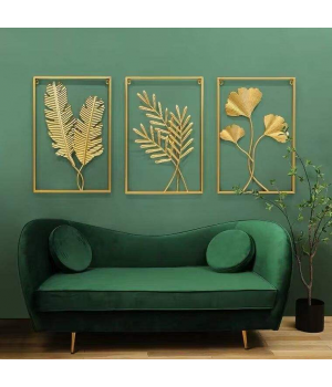 Modern Luxury Living Room Wall Decoration Abstract Metal Leaf TV Sofa Background Entrance Room Wall Hanging