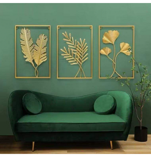 Modern Luxury Living Room Wall Decoration Abstract Metal Leaf TV Sofa Background Entrance Room Wall Hanging