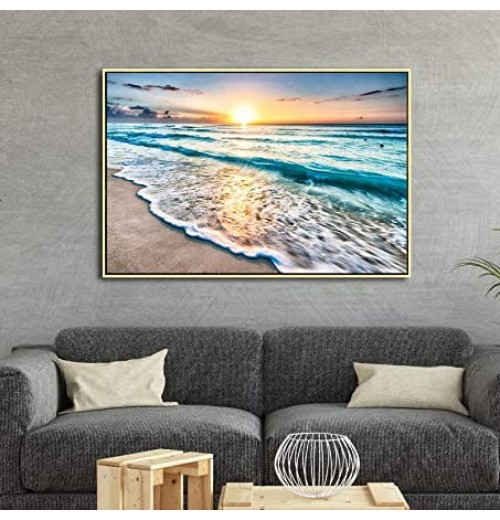 Wholesale Custom Design Framed Art Sea Waves Wall Art Abstract Seascape Paintings For Living Room Home Decorations