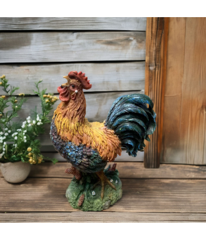 American Countryside Inspired Resin Chicken Figurine Oil Painting Style Chicken Courtyard Decoration Home Study Art Sculpture