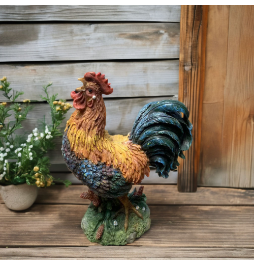 American Countryside Inspired Resin Chicken Figurine Oil Painting Style Chicken Courtyard Decoration Home Study Art Sculpture