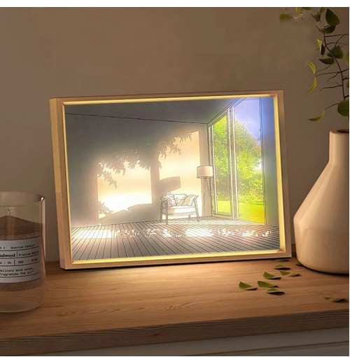 2023 Newest Light Painting Led Art Picture Paintings Wall Arts lamp 3 Colors LED Light Sunshine Shadow Picture Frames