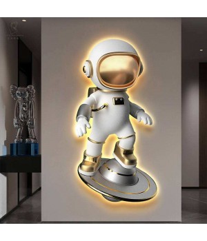 Modern space astronaut LED light painting Children's room Home decorative wall Art living Room 3D background with LED lights