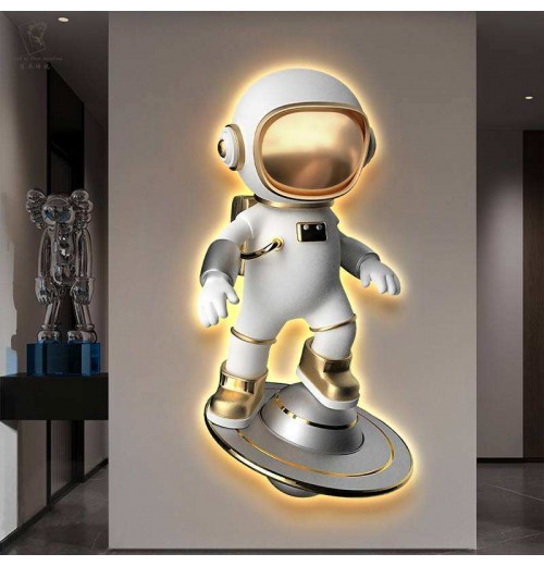 Modern space astronaut LED light painting Children's room Home decorative wall Art living Room 3D background with LED lights