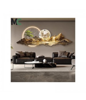 Factory Direct Sale Modern painting Landscape Crystal painting With Wall Clock Led Wall Art home decor paintings