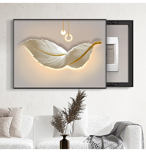 Feather home decor Meter box wall art drawing canvas posters wall hangings distribution box wall paintings