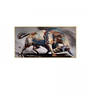 Cattle decorative painting Hand-painted Animal oil painting Living Room Hanging paintings American Murals