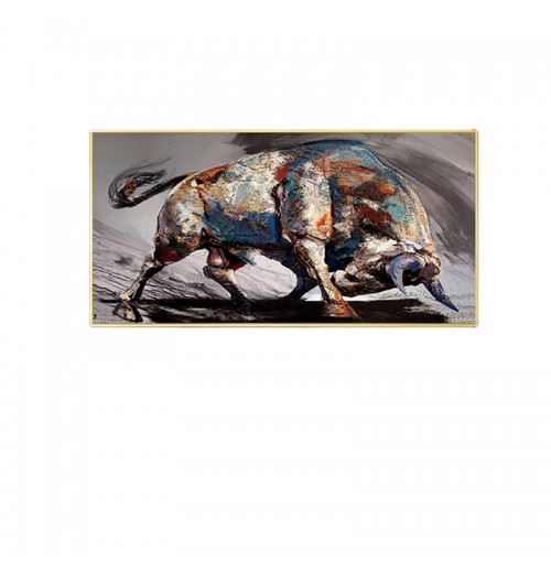 Cattle decorative painting Hand-painted Animal oil painting Living Room Hanging paintings American Murals