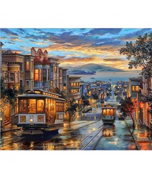 Factory Direct Digital Painting Art City Sunset Oil Painting Paint By Numbers On Canvas With Frame Wholesale