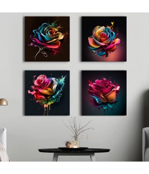 Crystal porcelain rose luxury wall art flower pictures and prints oil painting living room home decoration painting