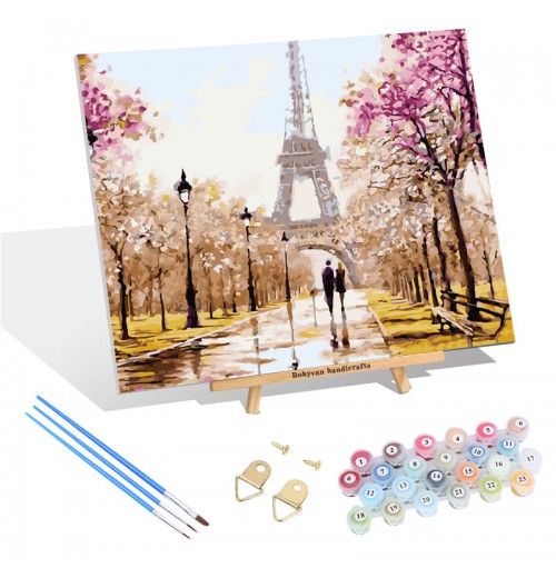 Popular design diy digital art oil painting paris trail home decor wall art oil painting