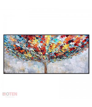 Handmade Modern Style Oil Painting Colorful Tree on Canvas Wall Art for Home Bedroom Dining Room Decoration