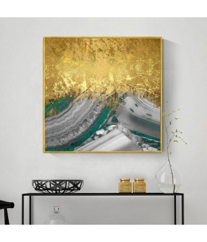 Abstract oil painting on canvas gold foil gold leaf handpainted oil painting wall art home decor