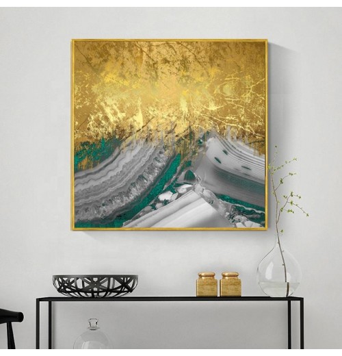 Abstract oil painting on canvas gold foil gold leaf handpainted oil painting wall art home decor